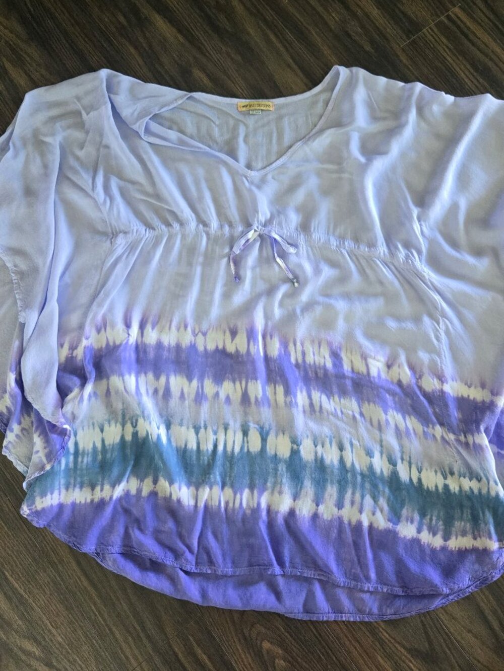 BALI DESIGNS Boho Style Purple Tie Dye Rayon Fabric Cover-Up OSFM